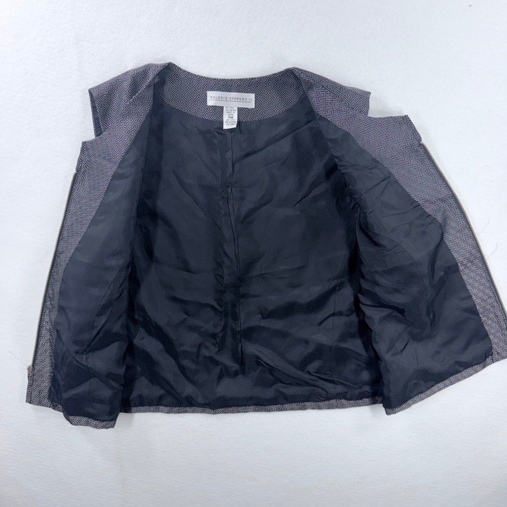 Valerie Stevens II Silk Rayon Geometric Zip Vest Women's 18W Black Silver - Picture 7 of 11